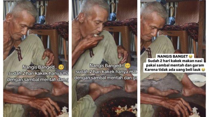 Kakek Anwar hanya makan nasi pakai sambal dan garam