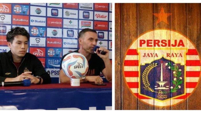 Kolase Foto Ryo Matsumura, Thomas Doll dan logo Persija Jakarta.