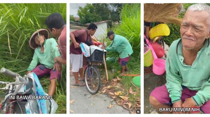 Pilu Mbah Yatin terjatuh dari sepeda, kelelahan belum makan dan minum, dagangan belum laku