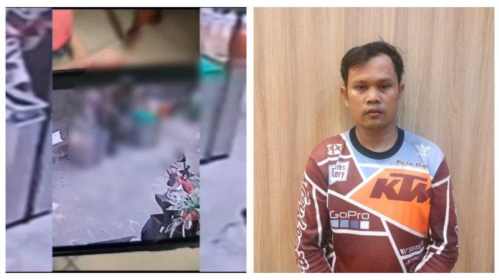 Kolase Foto tangkapan CCTV aksi pencabulan tukang cireng di Sunter dan pelaku Numan (39).