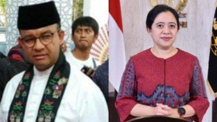 Kolase foto Anies Baswedan dan Puan Maharani. Elektabilitas Puan berpotensi menyaingi Anies Baswedan.