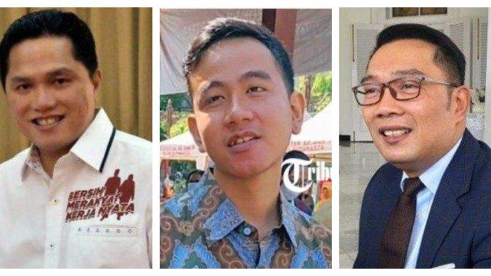 Kolase foto Erick Thohir, Gibran Rakabuming dan Ridwan Kamil.