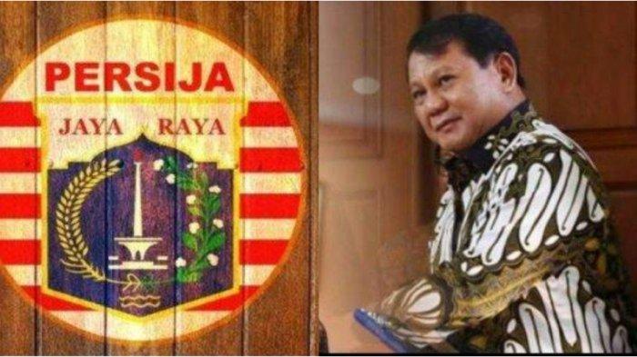 Kolase foto logo Persija dengan Prabowo Subianto. Prabowo memberikan fasilitas lapangan gratis untuk Persija.