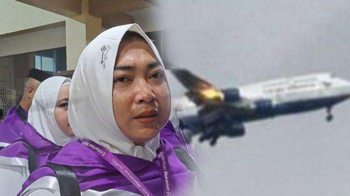 Kolase jemaah calon haji asal Gowa dengan pesawat Garuda gagal mesin yang ditumpangi.