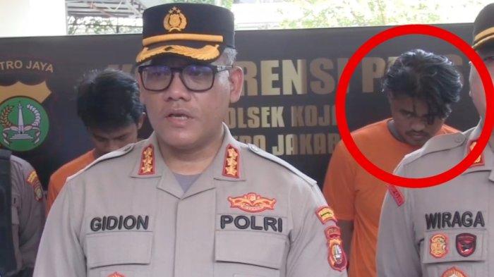 Lirikan mata tajam Prestian Adil Wicaksono saat dihadirkan dalam konferensi pers di Mapolsek Koja, Jakarta Utara, Kamis (7/9/2023).