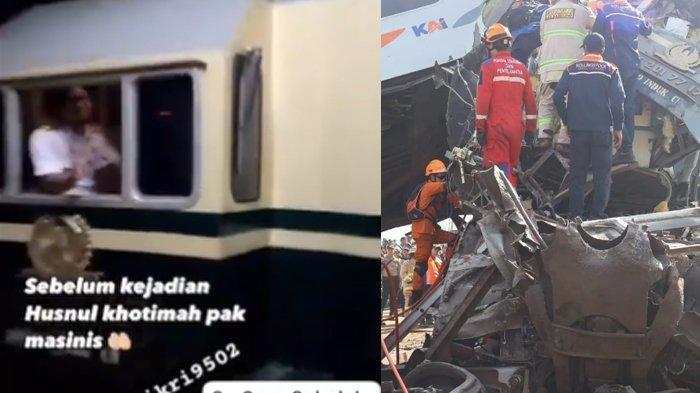 Di media sosial X beredar video sebelum KA Bandung Raya tabrakan dengan KA Turangga di Cicalengka, Kabupaten Bandung, Jawa Barat, Jumat (5/1/2024) pukul 06.30 WIB. Masinis KA Bandung Raya, Julian Dwi Setiono sempat melambaikan tangan.