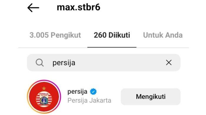 Maximilian Steinbauer kepergok follow akun Instagram resmi Persija Jakarta.
