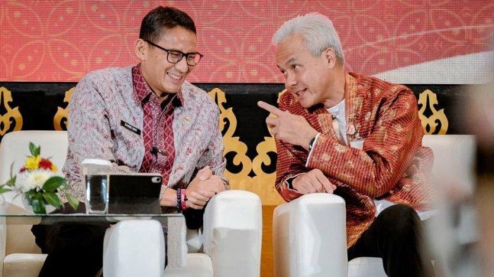 Menparekraf Sandiaga Uno dan Gubernur Jawa Tengah Ganjar Pranowo di Semarang, Kamis (27/4/2023).