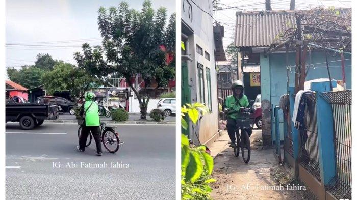 Muhidin, ojol asal Bekasi yang tak patah arang meski motornya rusak, ambil orderan makanan dengan sepeda