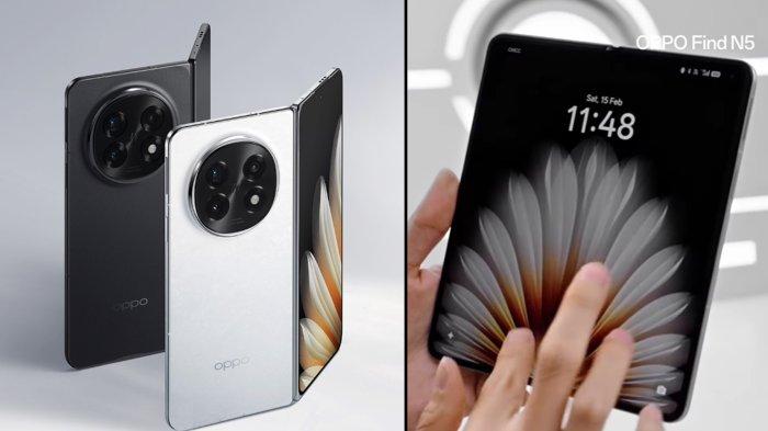 OPPO FIND N5 - Oppo Find N5 Hp lipat terbaru keluaran Oppo, hadir dengan membawa spek mantap. Ponsel pesaing Samsung Galaxy Z Fold6 ini mengusung bodi super tipis dengan ketebalan hanya 4,21 mm saat layar utama dibuka.
