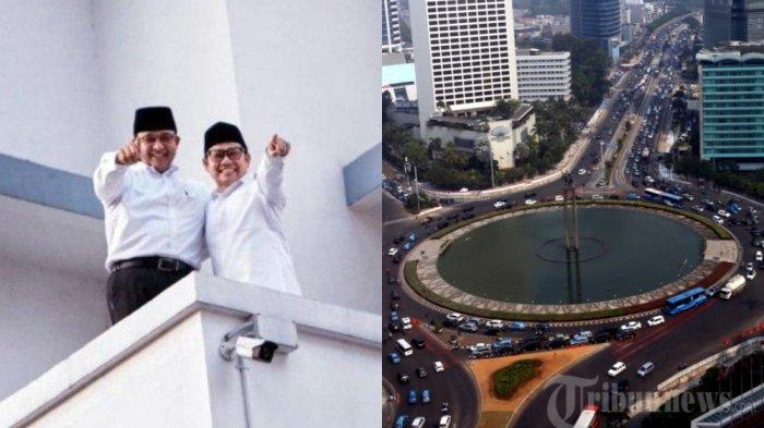 Pasangan Anies Baswedan dan Muhaimin Iskandar berfoto di Hotel Yamato Surabaya, lokasi deklarasi bakal capres-cawapres RI serta rencana penyebaran keberhasilan Anies Baswedan semasa menjabat Gubernur DKI Jakarta untuk kampanye.