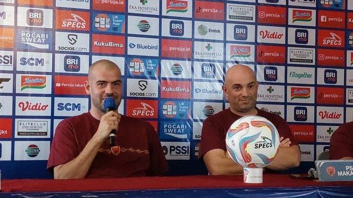 Pemain PSM Makassar, Wiljan Pluim, saat memberi keterangan kepada awak media jelang laga lawan Persija Jakarta, di Hotel Belleza Suites, Jakarta, Minggu (2/7/2023).