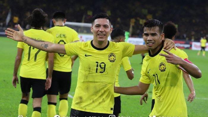 Pemain timnas Malaysia, Sergio Aguero, melakukan selebrasi setelah mencetak gol ke gawang Laos, Sabtu (24/12/2022).