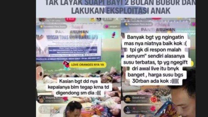 Pengelola panti asuhan Yayasan Tunas Kasih Olayama Raya Medan, Sumatera Utara, bernama Zamaneuli Zebua memberi makan bayi 2 bulan tengah malam.