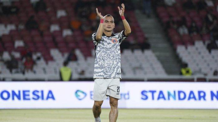 Penyerang Persija Jakarta, Riko Simanjuntak di Stadion GBK Jakarta.