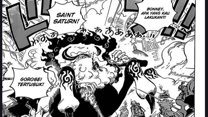 Potongan manga One Piece 1095. Gorosei Saturn tertusuk oleh Bonney