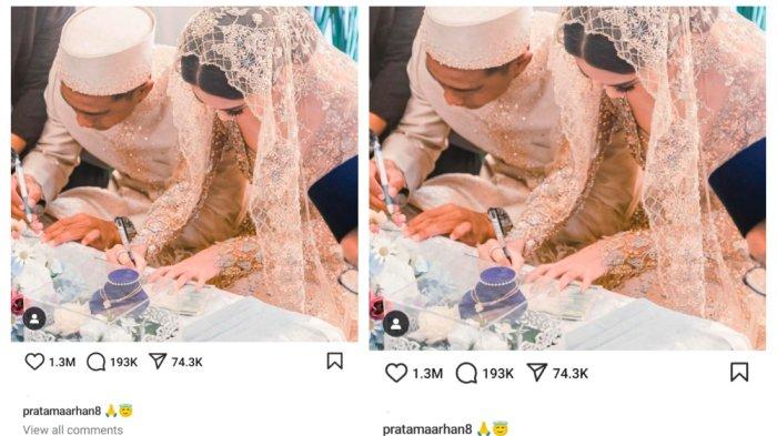 Pratama Arhan mengunggah foto pernikahan dengan Zize.