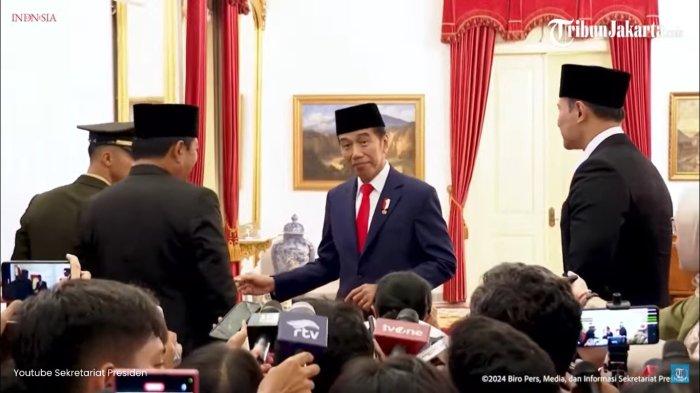 Presiden Jokowi dengan Menko Polhukam Hadi Tjahjanto dan Menteri ATR/BPN AHY.