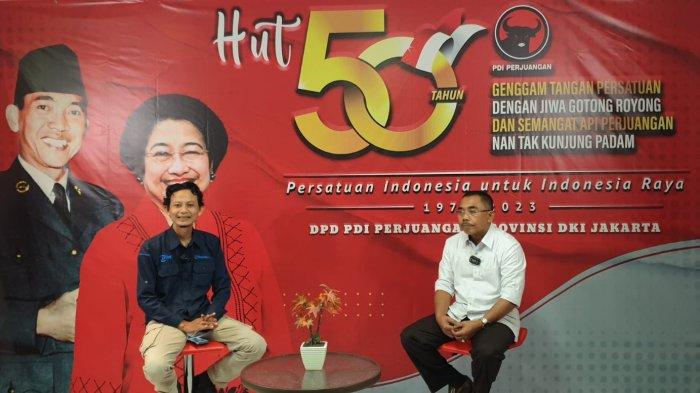 Sekretaris DPD PDIP DKI Jakarta, gembong Warsono danManajer TribunJakarta.com Yogi Gustaman.