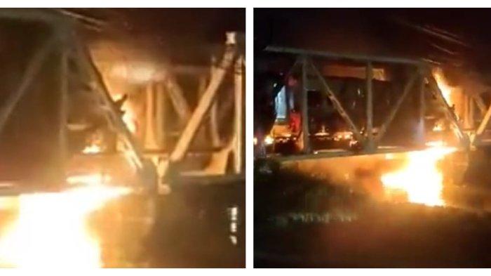 Seseorang terekam sedang berupaya menyelamatkan diri usai kecelakaan KA Brantas dengan Truk di Semarang, Jawa Tengah pada Selasa (18/7/2023).