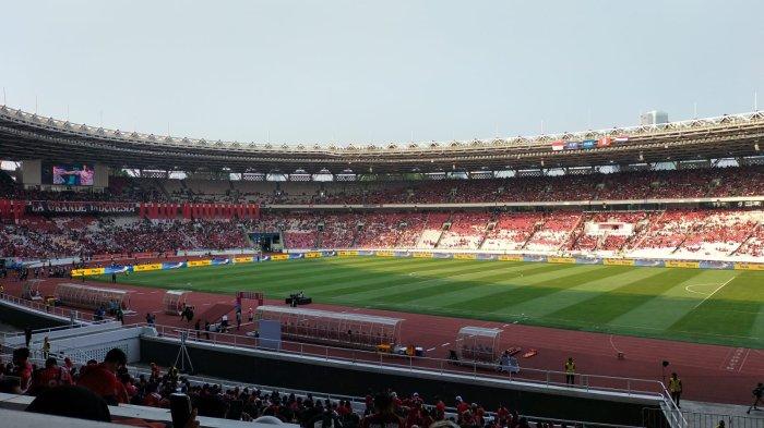 Suasana Stadion Utama Gelora Bung karno (SUGBK) menjelang pertandingan Timnas Indonesia melawan Irak.