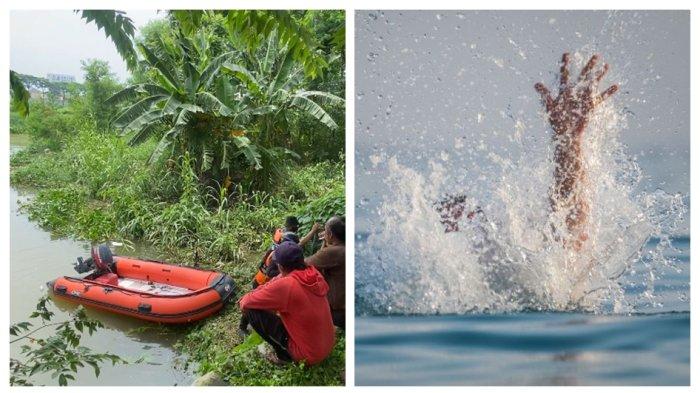 Sungai Perumahan Royal Residence, lokasi pencarian korban hanyut di selokan Surabaya, Rabu (25/12/2024) dan ilustrasi hanyut.