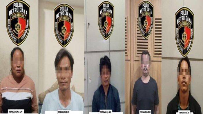 TERSANGKA BAKAR MOBIL POLISI- Subdit Jatanras Ditreskrimum Polda Metro Jaya menangkap lima orang yang terlibat dalam penyerangan dan pembakaran mobil polisi di Kampung Baru, Jalan Dahlan Raya, Kelurahan Harjamukti, Kecamatan Cimanggis, Kota Depok, Jumat (18/4/2025) sekira pukul 02.30 WIB.