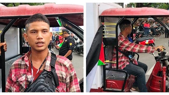Tentara Juantoro (28), kurir paket yang memasang bendera Palestina di kendaraannya, oknum satpam Apartemen Spring Lake Bekasi sempat meminta dia mencopot bendara tersebut