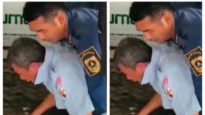 WARGA KESELAK BAKSO - Aksi sigap petugas damkar menolong pria yang keselak bakso viral di media sosial. Proses pertolongan terhadap warga yang tersedak bakso di Kantin Disdukcapil Kabupaten Bogor. 