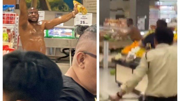 WNA NGAMUK - Aksi WNA yang mengamuk di Supermarket kawasan Apartemen Kalibata City, Senin (21/4/2025).(Dokumentasi Hilman Luthfi)