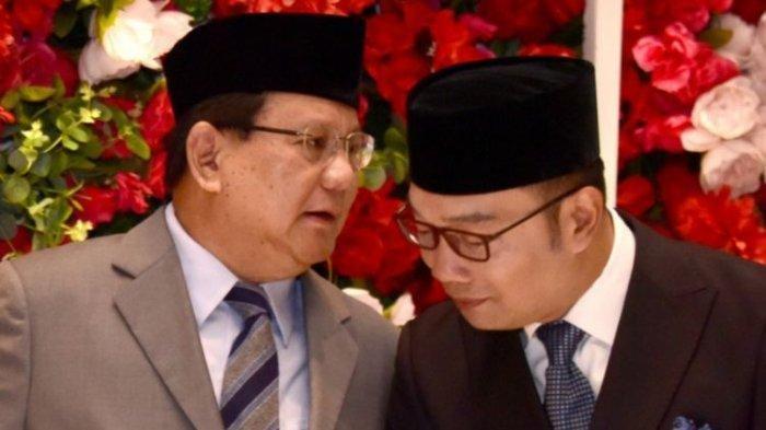Foto dok./ Ridwan Kamil dan Prabowo Subianto bertemu di pernikahan putri Ketua DPRD Jawa Barat, Taufik Hidayat, pada Sabtu (8/2/2020).