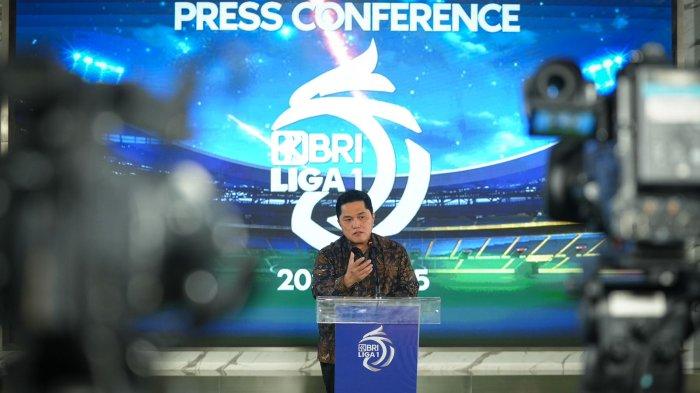 Ketua Umum PSSI, Erick Thohir menghadiri preskon Liga 1 2024/2025.