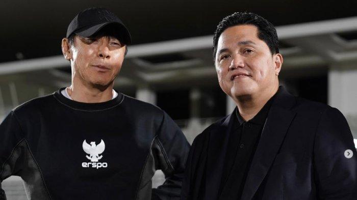 Ketua Umum PSSI, Erick Thohir dengan mantan pelatih Timnas Indonesia Shin Tae-yong.