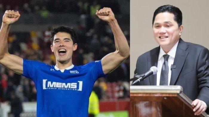 Bek Timnas Indonesia, Elkan Baggott dan Ketua Umum PSSI, Erick Thohir.