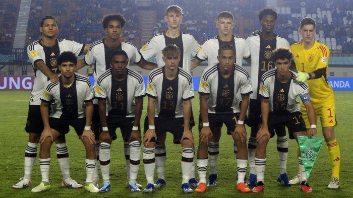 Foto skuad Timnas Jerman U-17 di Piala Dunia U-17 yang berlangsung di Stadion Si Jalak Harupat, Bandung.