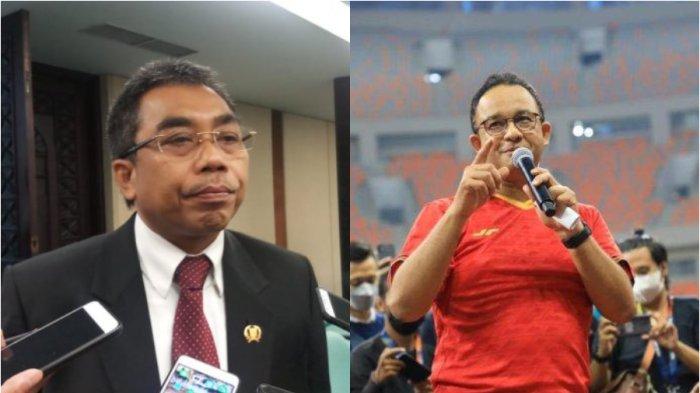 Ketua Fraksi PDIP DKI Jakarta Gembong Warsono dan Gubernur Provinsi DKI Jakarta Anies Baswedan