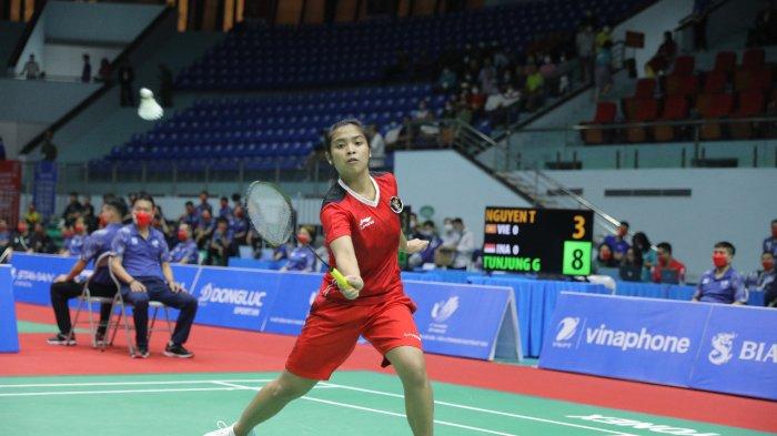 Tunggal putri Indonesia, Gregoria Mariska Tunjung belum berhasil menyumbang poin untuk Indonesia pada semifinal SEA Games 2022.