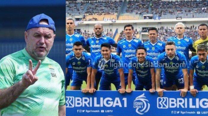 Pelatih Bojan Hodak dan skuad Persib Bandung berfoto bersama di Liga 1.