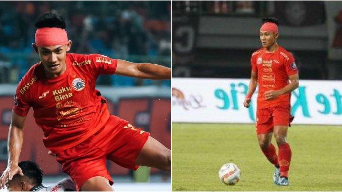 Kepala bek Persija Jakarta, Firza Andika diperban  .
