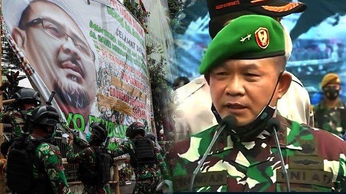 Mayjen TNI Dudung Abdurachman sewaktu menjabat Panglima Kodam Jaya - Sejumlah anggota TNI mencopot baliho Rizieq Shihab di Petamburan dan kawasan Jakarta lainnya.
