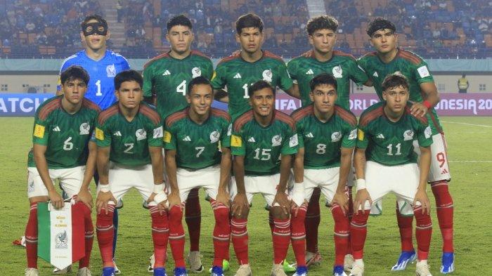 Foto skuad Meksiko U-17 di Piala Dunia U-17 yang berlangsung di Stadion Si Jalak Harupat, Bandung.