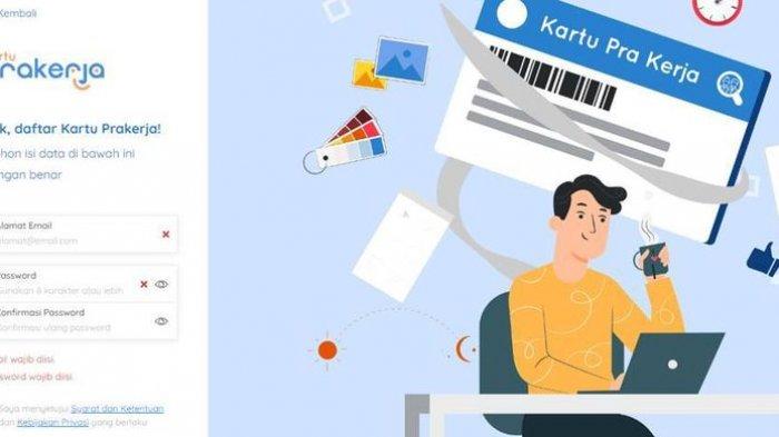 Tampilan laman Kartu Prakerja untuk pendaftaran dan login