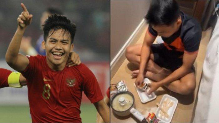 Witan Sulaeman memasak Mie Instan di Hotel diabadikan di Instastory Marselino Ferdinand.