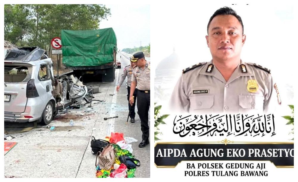 Tragis, Satu Keluarga Termasuk Polisi Tewas Ditabrak Truk di Tol Lampung