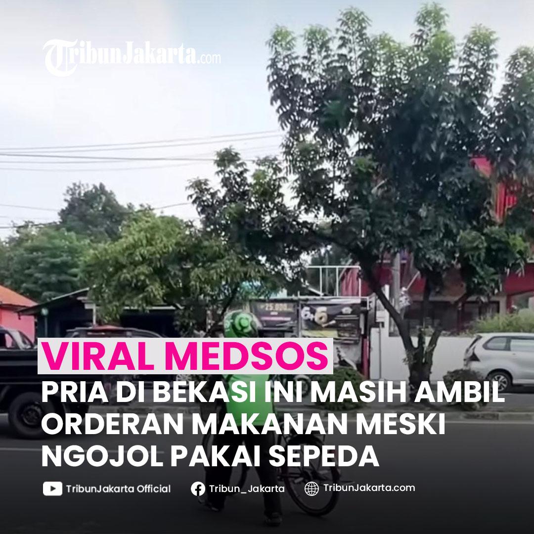 Muhidin, driver ojek online (ojol) asal Jatiasih, Kota Bekasi, Jawa Barat tak patah arang sekalipun motornya rusak. Ia tetap bekerja demi menafkahi istri dan lima anaknya menggunakan sepeda. 

