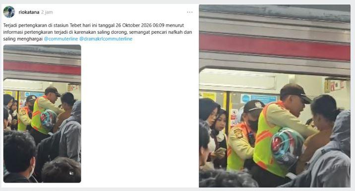 VIRAL Keributan Penumpang di Stasiun Tebet Pagi Ini, 2 Wanita Cekcok Adu Mulut dan Saling pacu