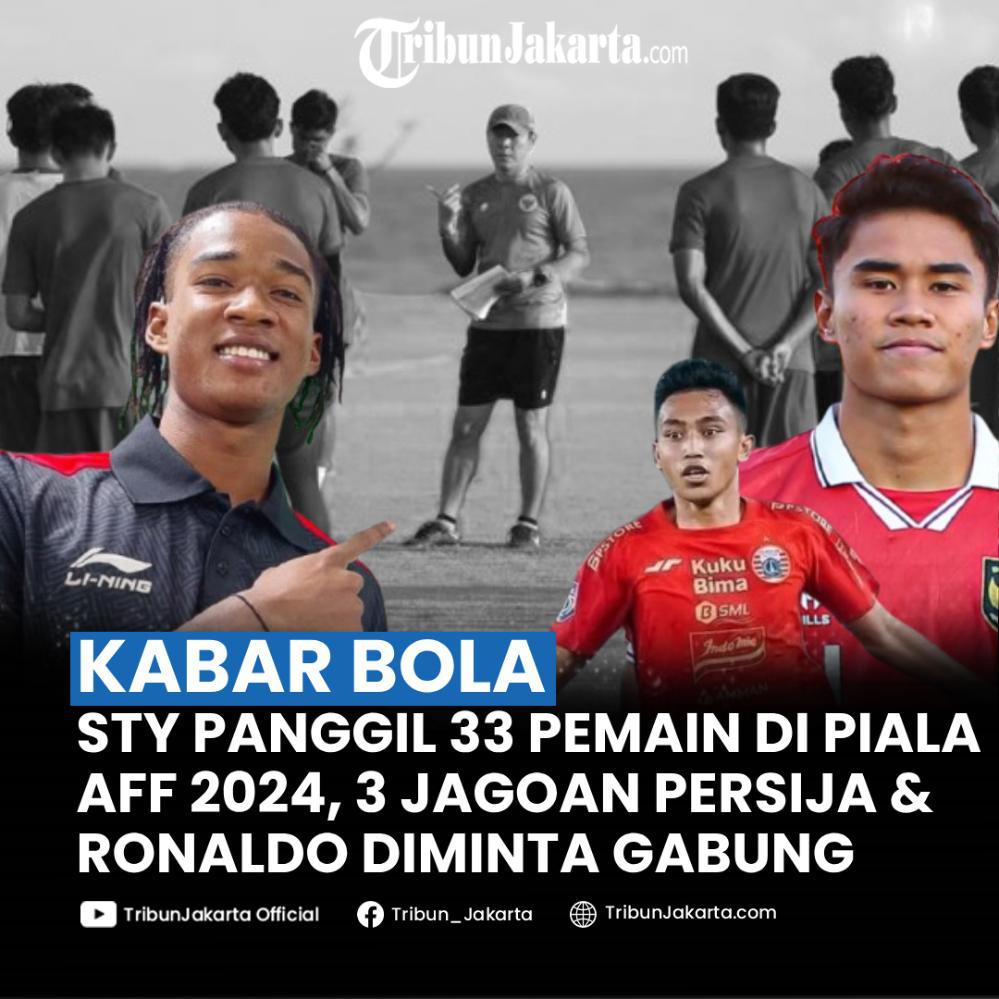 Pelatih Shin Tae-yong memanggil sebanyak 33 pemain ke Timnas Indonesia yang dipersiapkan berlaga di Piala AFF 2024. Terdapat kejutan yakni 3 nama jagoan Persija dipanggil, ada juga Ronaldo yang main di luar negeri dipanggil membela Garuda