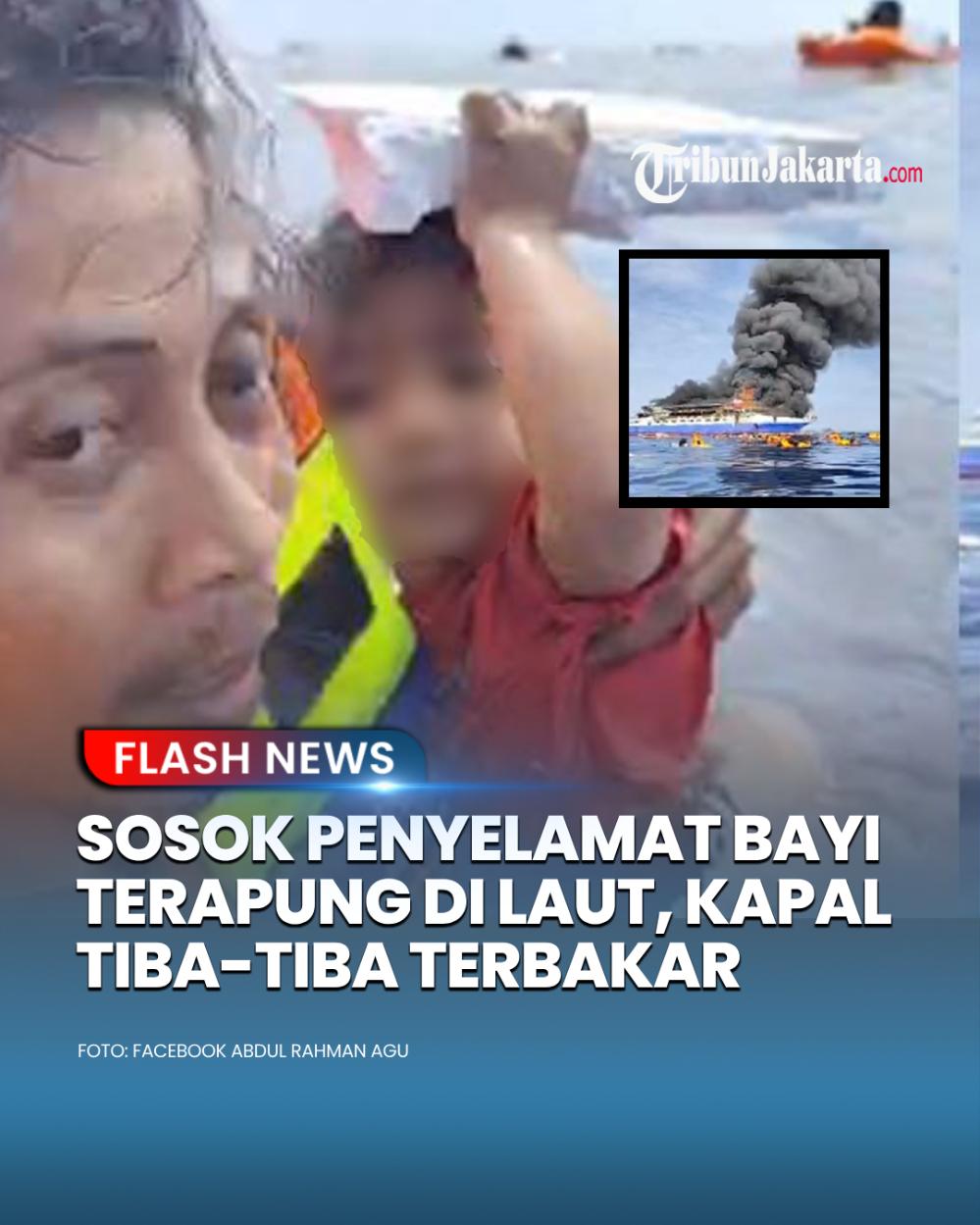 Momen heroik terekam saat peristiwa kapal terbakar di lautan. Ada seorang pria pemberani berhasil menyelamatkan bayi mungil yang terombang-ambing di perairan Pulau Talise, Sulawesi Utara.

