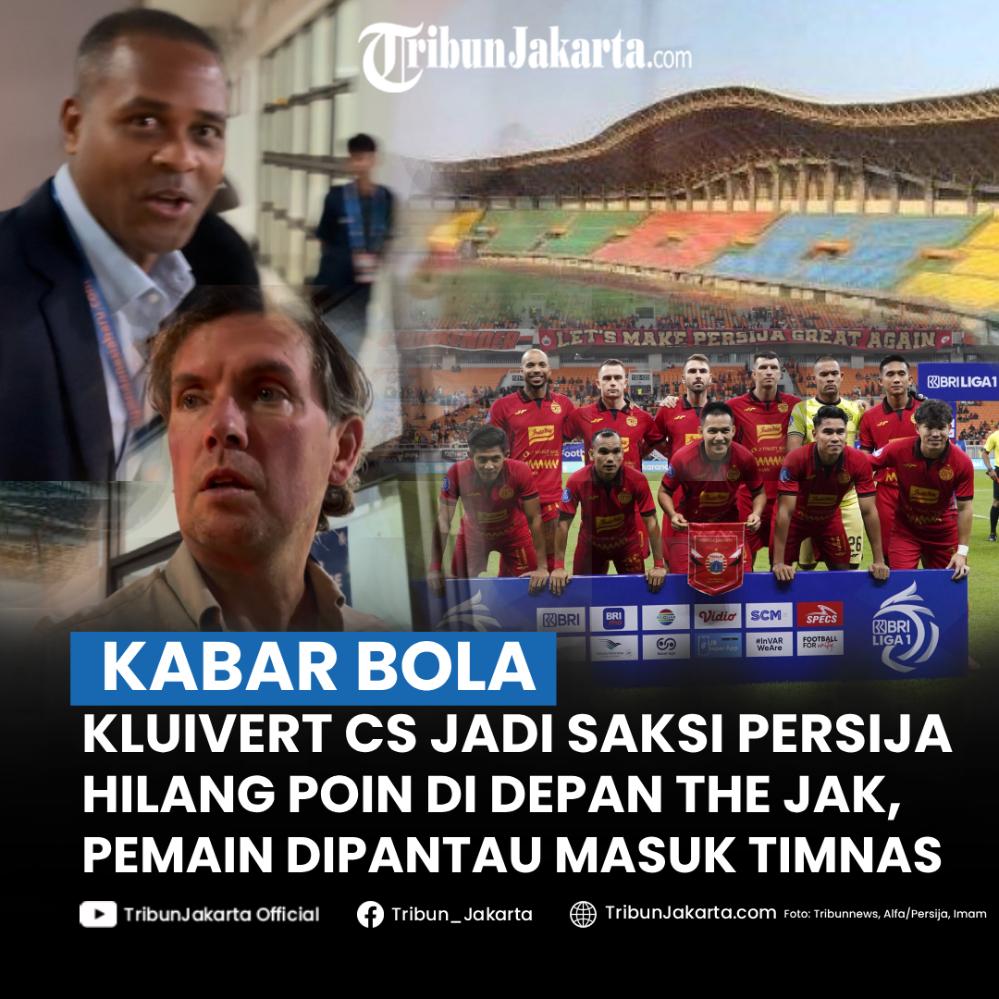 KLUIVERT PANTAU LAGA PERSIJA - Persija bermain imbang 2-2 dengan PSBS di Liga 1 pekan 21. Hasil ini disaksikan langsung Patrick Kluivert beserta asistennya di Timnas. Kluivert cs punya misi memantau pemain di Liga 1 untuk dibawa ke skuad Garuda.