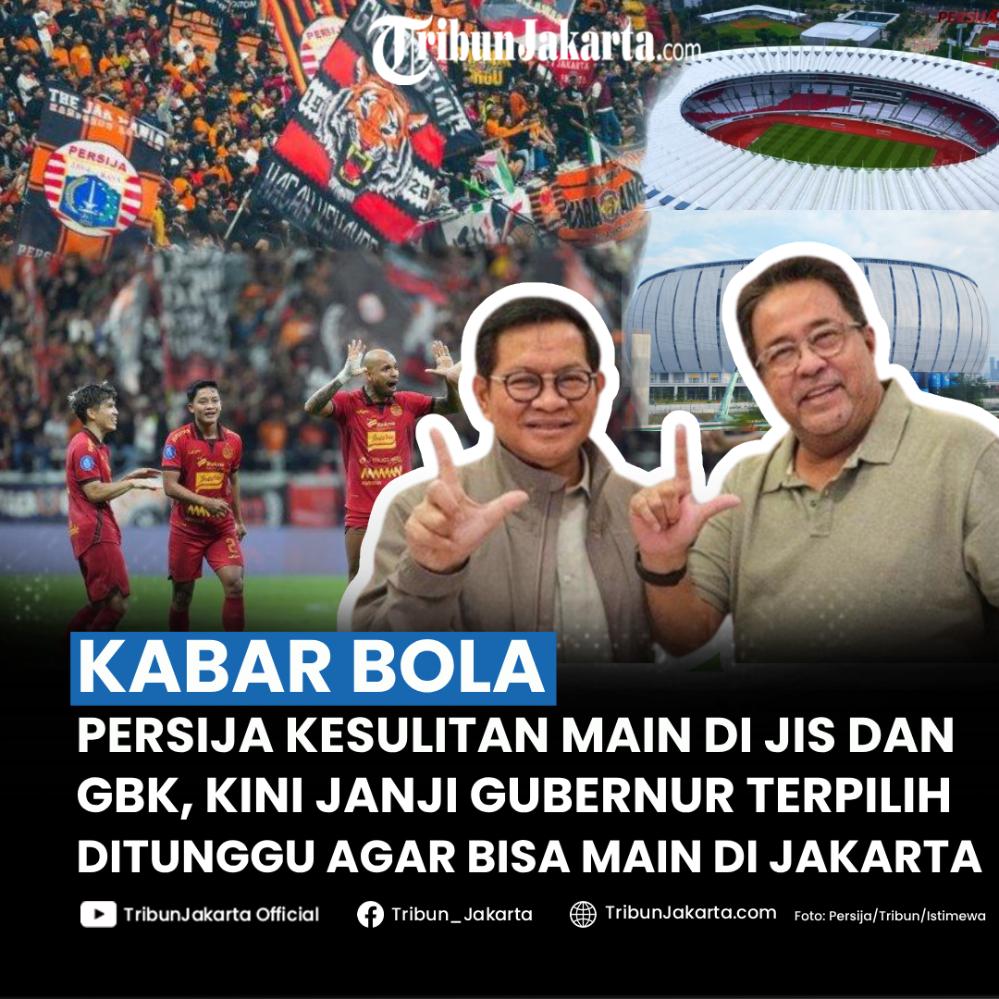 Persija berharpa bisa menggunakan stadion yang ada di Jakarta saat menghadapi Persib dan Persebaya di Liga 1. Namun ada kendala yang membuat sulit main di Jakarta. Kini janji Gubenur terpilih Pram-Rano ditunggu apakah bisa mewujudkan Persija main di Jakarta?